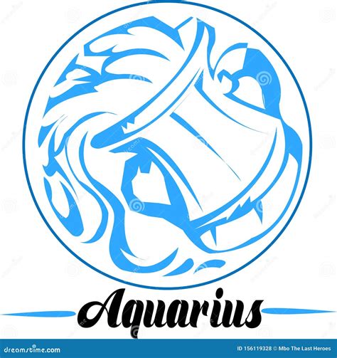 Aquarius Zodiac Sign Artwork Blue Beautiful Horoscope Symbol Vector