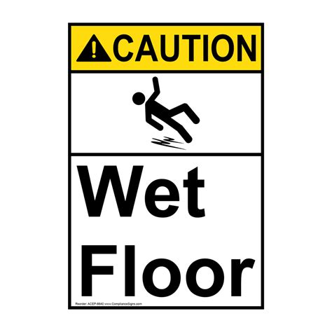 vertical wet floor sign ansi caution slippery when wet