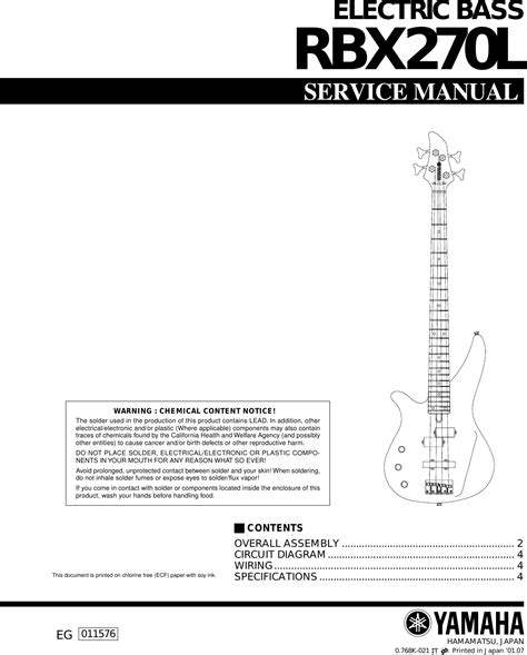 Yamaha Guitar Electric Bass Users Manual