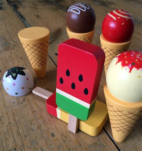 Wooden Ice Cream Set Ice Cream Cones And Ice Lollies Pretend Play