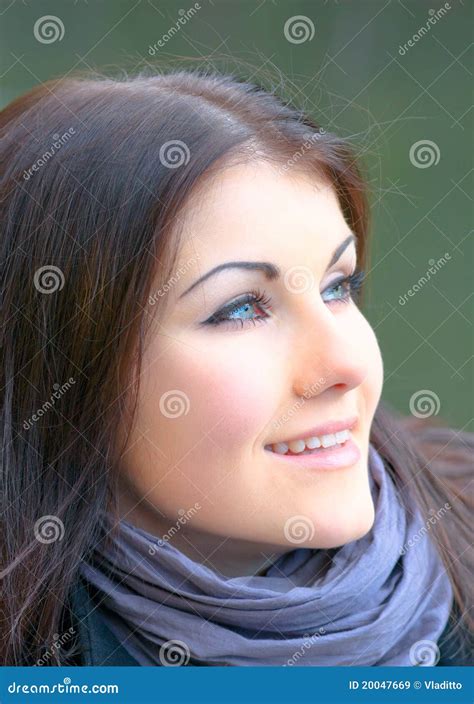 Portrait Of The Beautiful European Face Stock Image Image Of Lawn