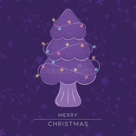 Purple Christmas Tree Merry Christmas Card Vector Stock Vector
