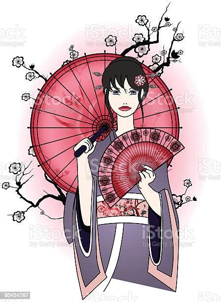 Cute Geisha In Traditional Dress Stock Illustration Download Image