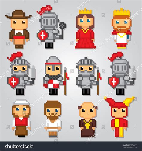 Medieval Icons Set Pixel Art Old 스톡 벡터로열티 프리 759745951 Shutterstock