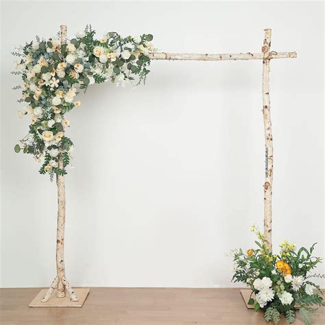 Efavormart 75ft Natural Birch Wood Square Wedding Arch Rustic Arbor Photography Backdrop Stand
