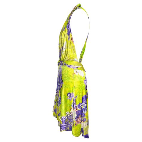 Nwt S S 2004 Versace By Donatella Yellow Orchid Floral Runway Dress At 1stdibs Versace 2004