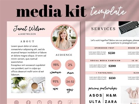 Stationery Design And Templates Media Kit Template Canva Blogger Press