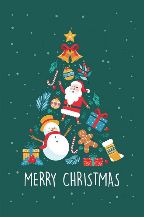 Christmas Tree Merry Christmas And New Year Greeting Card Vector