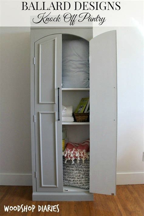 The one in the middle was a little larger, double door cabinet with an upper drawer. DIY Ballard Designs Knock Off Pantry Cabinet | Woodworking desk plans, Diy pantry cabinet ...