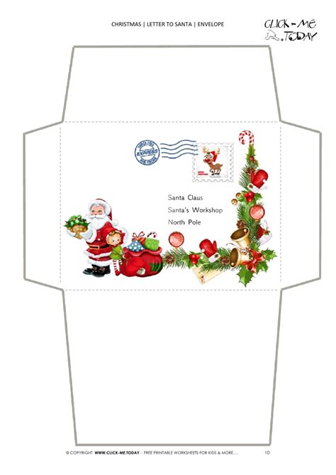 More printable free letters from santa. Christmas envelope letter to Santa template with stamp 10