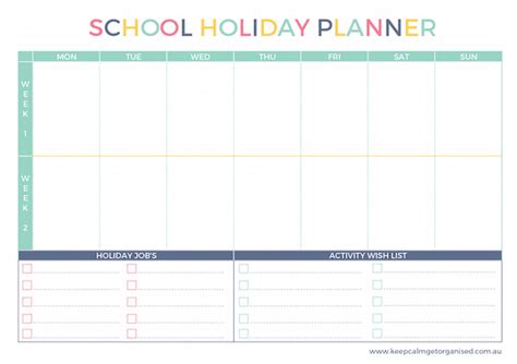 School Holiday Boredom Busters Free Printable Holiday Planner Keep