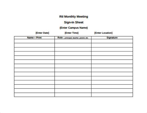 Meeting Sign In Sheet Template Professional Business Template Riset