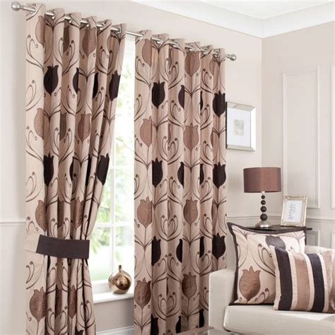Chocolate Lalique Lined Eyelet Curtains Chocolate (Brown) | Eyelet