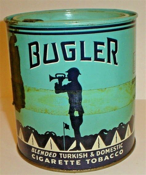 Vintage Bugler Cigarette Tobacco Tin Advertising Metal Canister