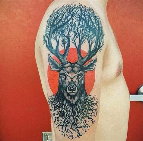 30 Tree Themed Deer Tattoo Design For Love Of Nature And Animals