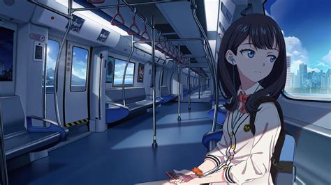 1920x1080 Anime Girl In Train Listening Music 4k Laptop Full Hd 1080p