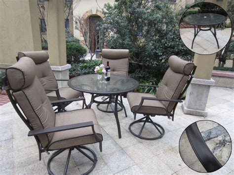 The seat height is 15.75 inches and can hold 250 pounds of weight. Pebble Lane Living 5 Piece Outdoor Dining Set with ...