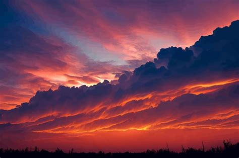 Premium Photo Illustration Of The Beautiful Orange Sky And Clouds At