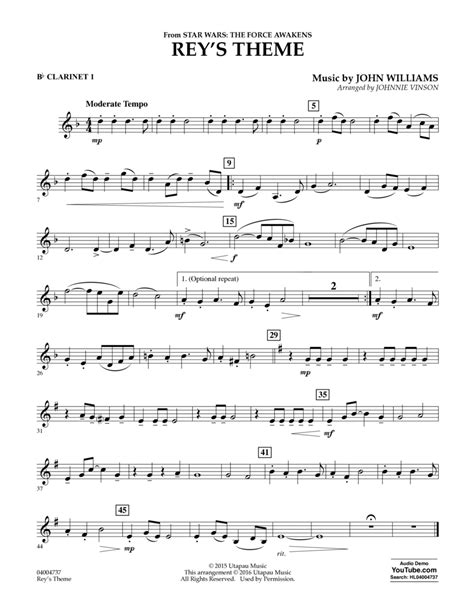 Download Reys Theme From Star Wars The Force Awakens Bb Clarinet