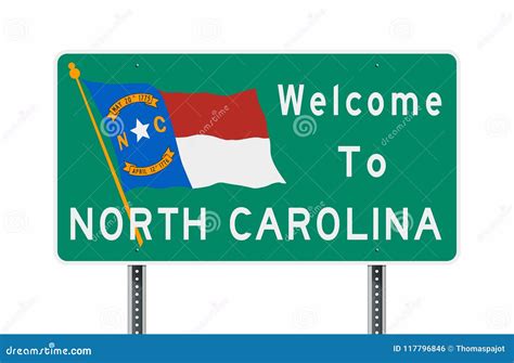 Welcome To North Carolina Road Sign Stock Vector Illustration Of