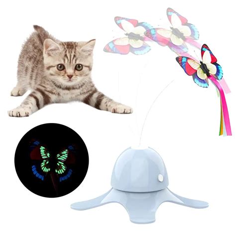 Cat Toy Electric Rotating Glowing Butterfly Funny Kitten Toys With
