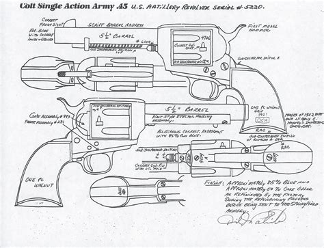 Colt Single Action Army Blueprints Sketch Coloring Page