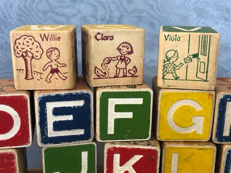 Vintage Wooden Alphabet Building Blocks Abc Letter Blocks For Etsy