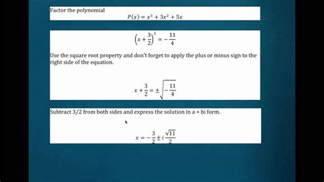 It involves writing the polynomial coefficients in factor notation. factor cubic polynomial completing the square - YouTube