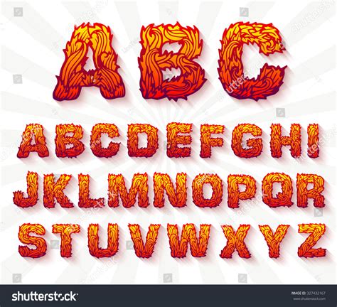 Vektor Stok Fire Set Font Alphabet Text On Tanpa Royalti 327432167