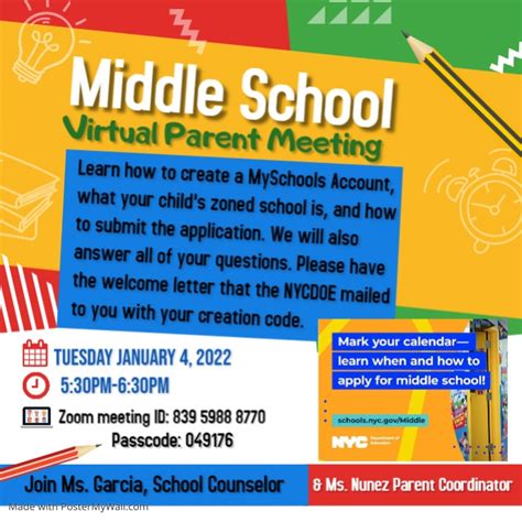 Middle School Virtual Parent Meeting Postermywall