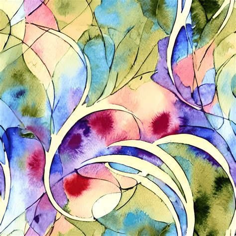Art Nouveau Abstract Watercolor Painting · Creative Fabrica