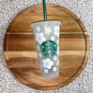 Retro Daisy Starbucks Cup Floral Starbucks Cup Custom Daisy Tumbler