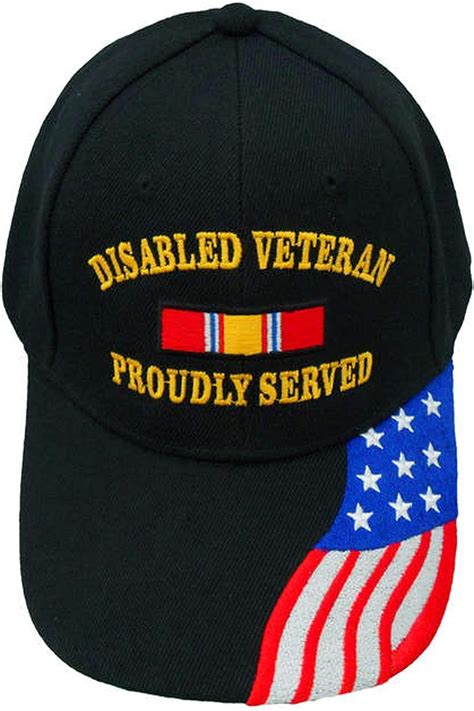 Disabled Veteran Caphat Weagle And Flag Black Military Free Shipping