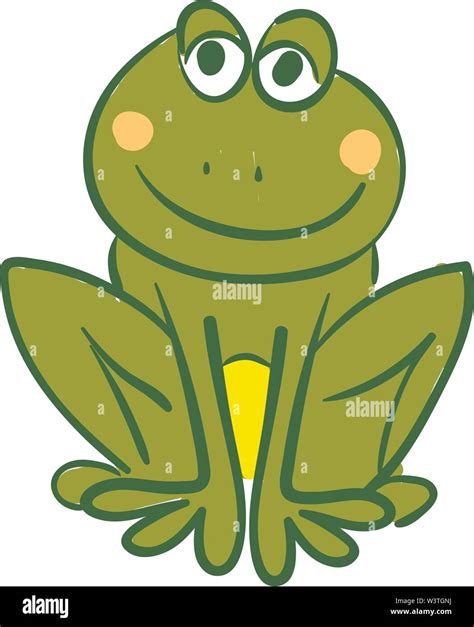 A Beautiful Sketch Of A Frog In Green Color Vector Color Drawing Or