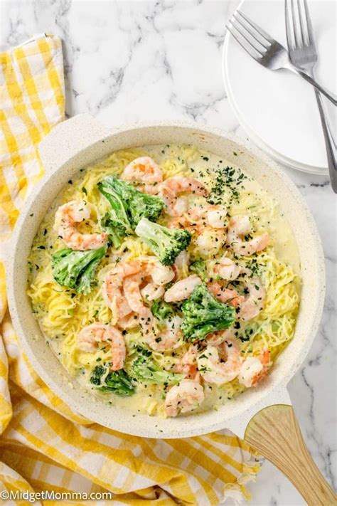Shrimp Alfredo Spaghetti Squash With Broccoli Recipe MidgetMomma