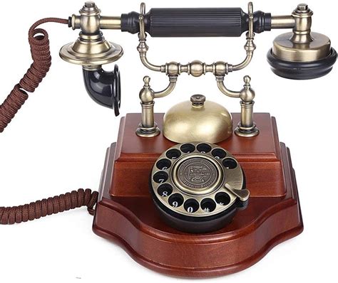 Teléfono De Madera Retro Vintage Vintageteléfonos Con Cableteléfono