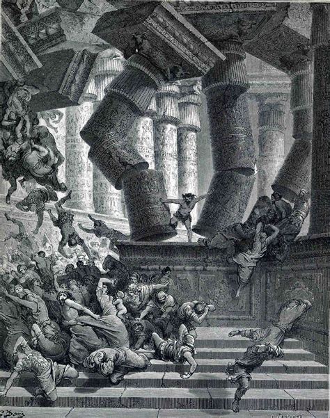 Samson Destroying The Temple Of The Philistines By Gustave Doré
