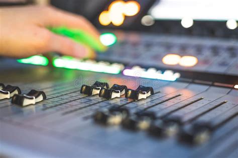 Sound Recording Studio Mixer Desk Sound Engineer Is Operating A