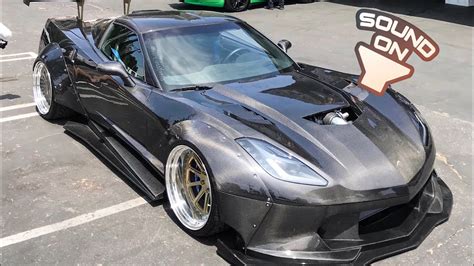 1 Of 1 Full Carbon Widebody Corvette Zr1 Slammed On Bags Youtube