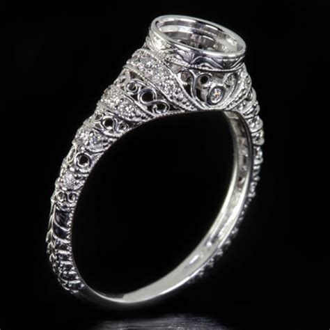 Vintage Diamond Engagement Ring Round Mm C Bezel Setting Semi Mount