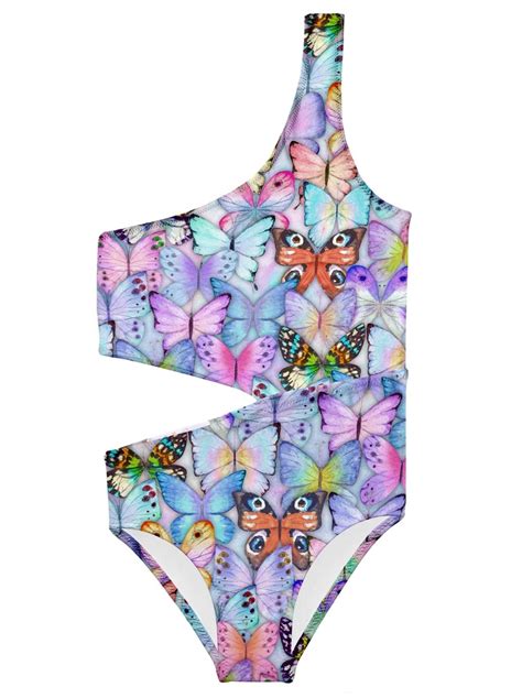 Stella Cove Girls 1000 Butterflies Side Cut Swimsuit Honeypiekids