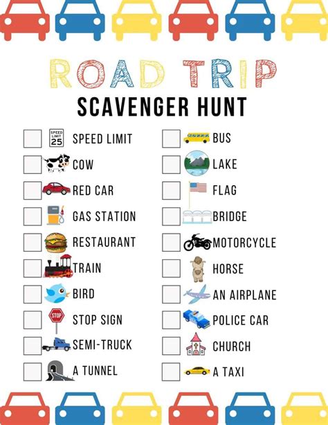 Free Printable Kids Road Trip Activities