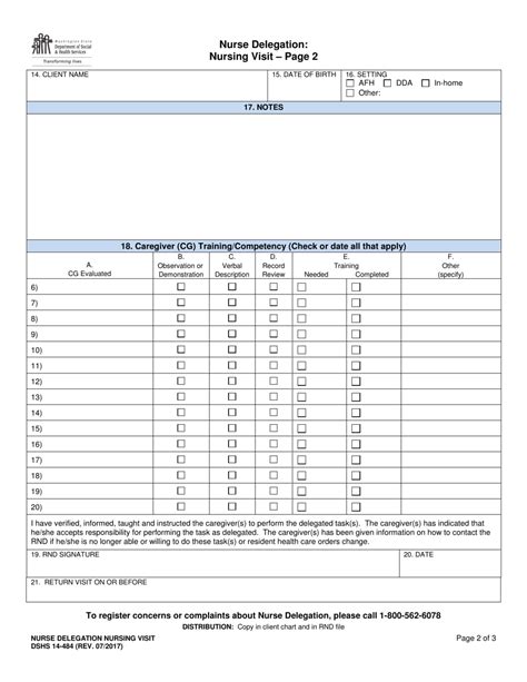 Dshs Form 14 484 Download Printable Pdf Or Fill Online Nurse Delegation