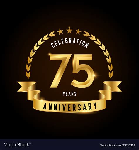 75 Years Anniversary Celebration Logotype Golden Vector Image