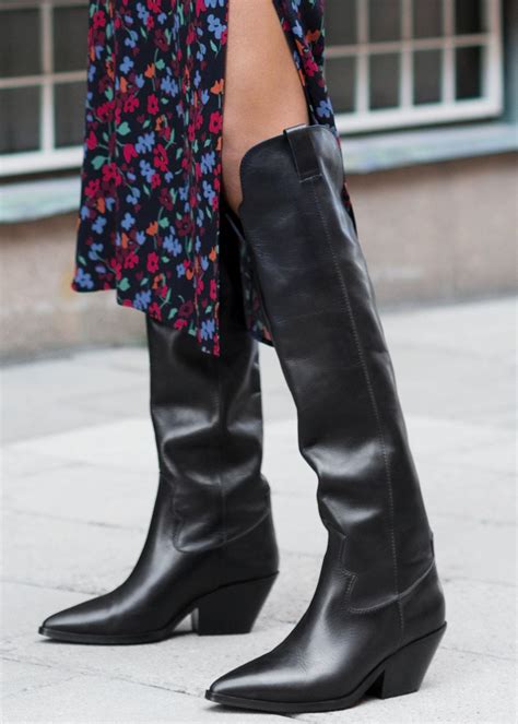 And Other Stories Knee High Cowboy Boots In Black Lyst