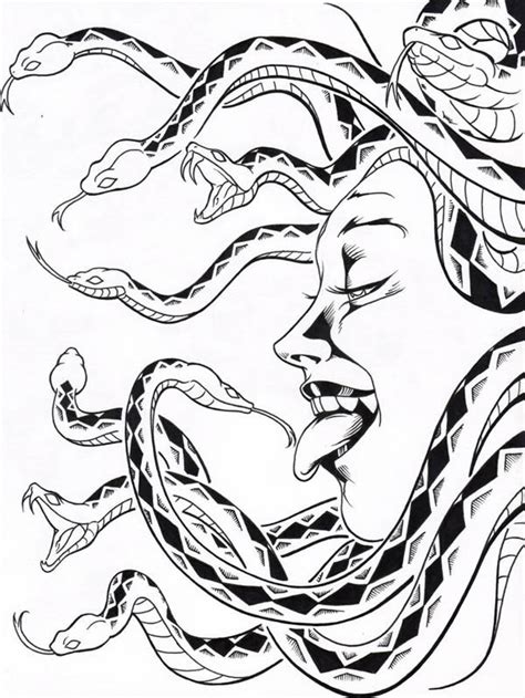 Make this jellyfish visible by coloring the whole page. Medusa Lick Her Snake Tongue Coloring Page - NetArt