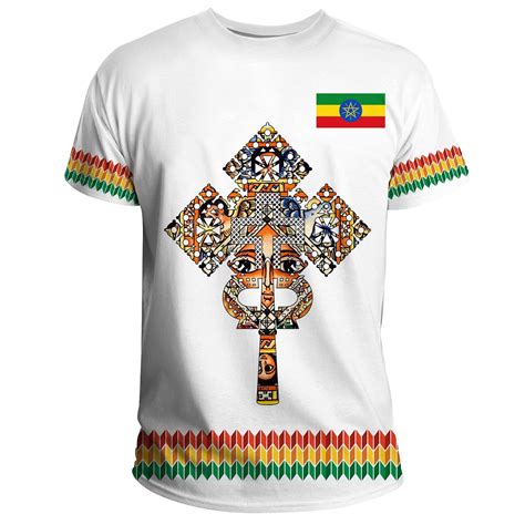 Ethiopian T Shirt Habesha Holy Cross White Black Queen