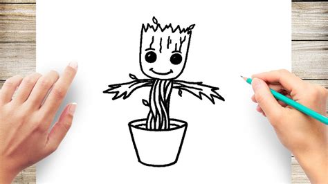 How To Draw Baby Groot Easy Youtube
