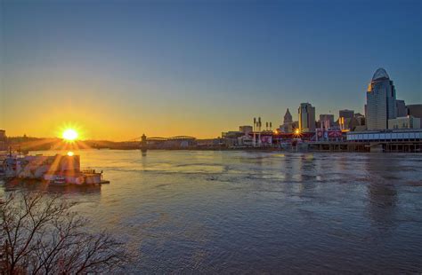 Sunset Over The Ohio River Cincinnati Photograph By Ina Kratzsch
