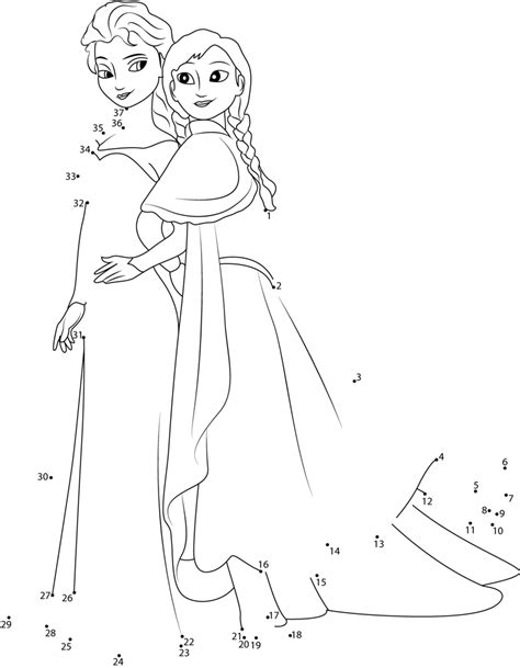 Download Or Print Frozen Sisters Dot To Dot Printable Worksheet From